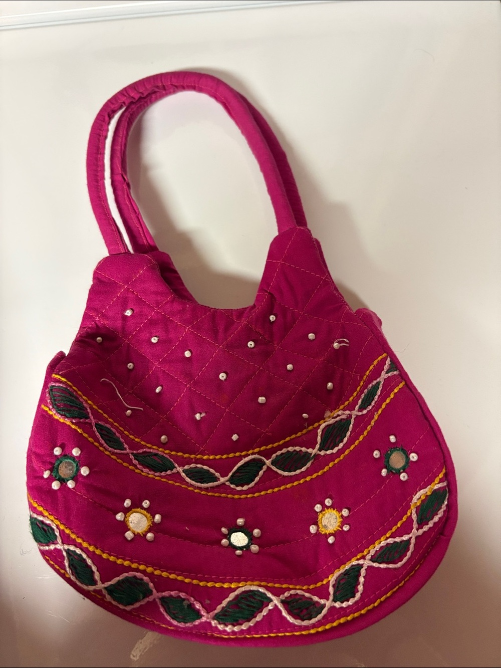 Handcrafted Pink Embroidered Women’s Small Hand Bag